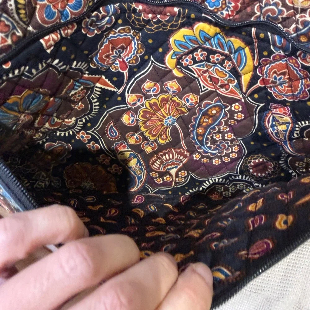 Vera Bradley Quilted Tote Bag Retired Paisley Pattern Cotton Zip Top Work Travel